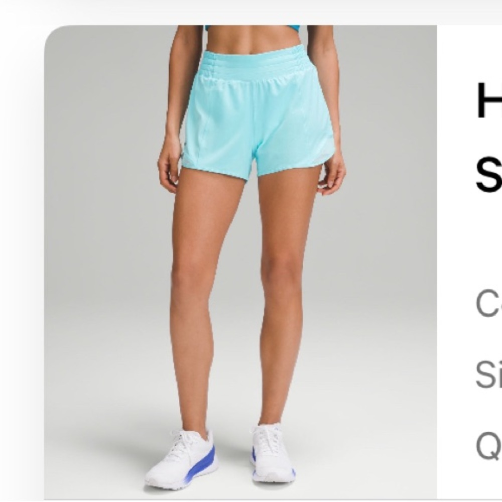 Size 20 lululemon Hotty Hot shorts 4” cyan blue